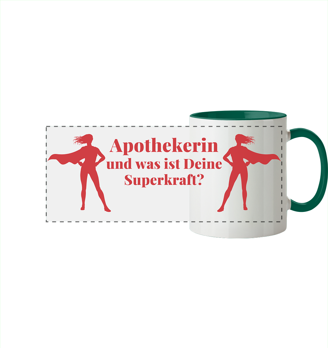 Apothekerin Superkraft - Panorama Tasse zweifarbig