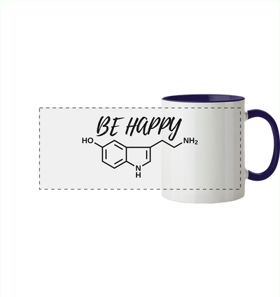 Be happy - Panorama Tasse zweifarbig