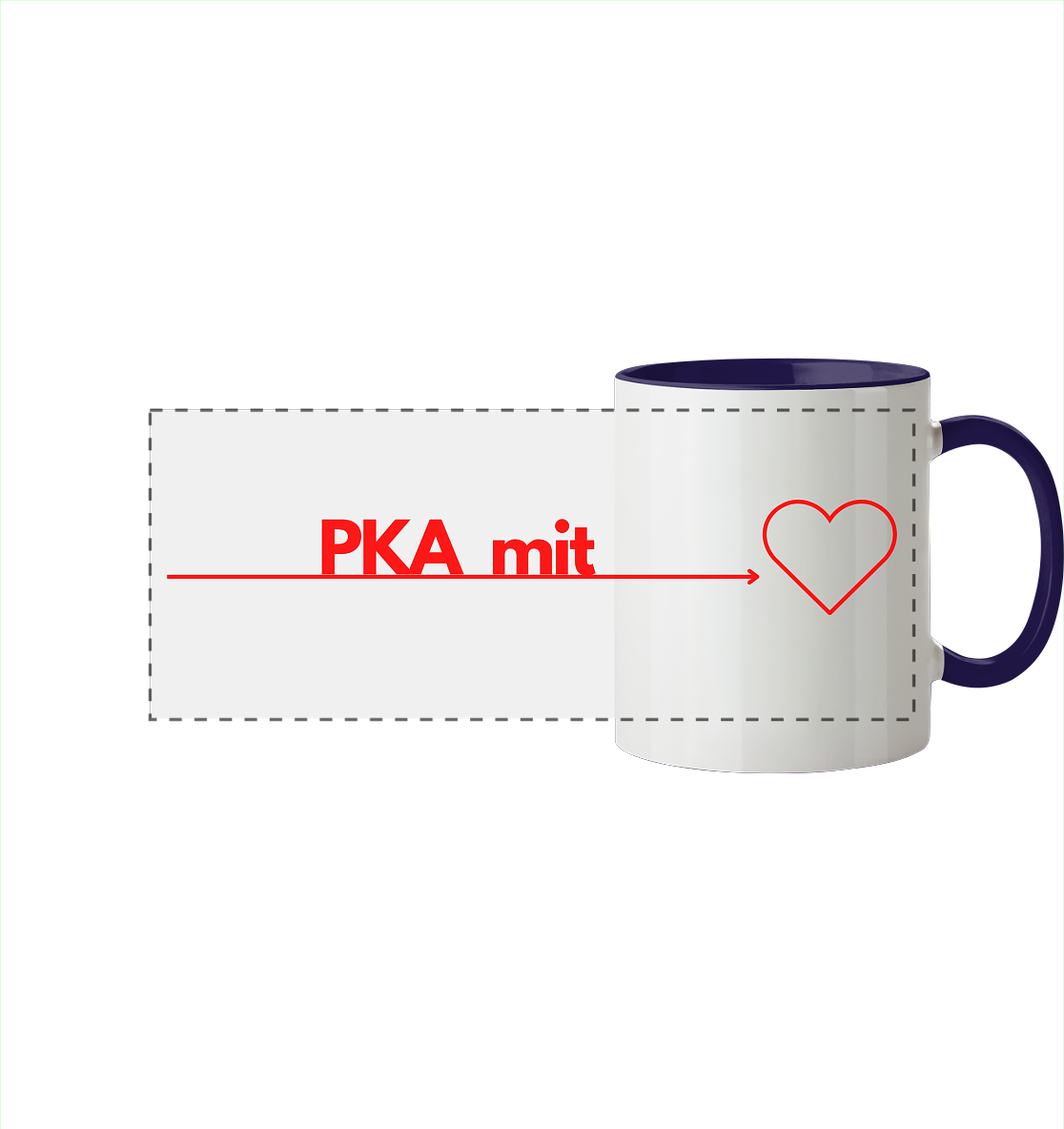 PKA mit Herz - Panorama Tasse zweifarbig