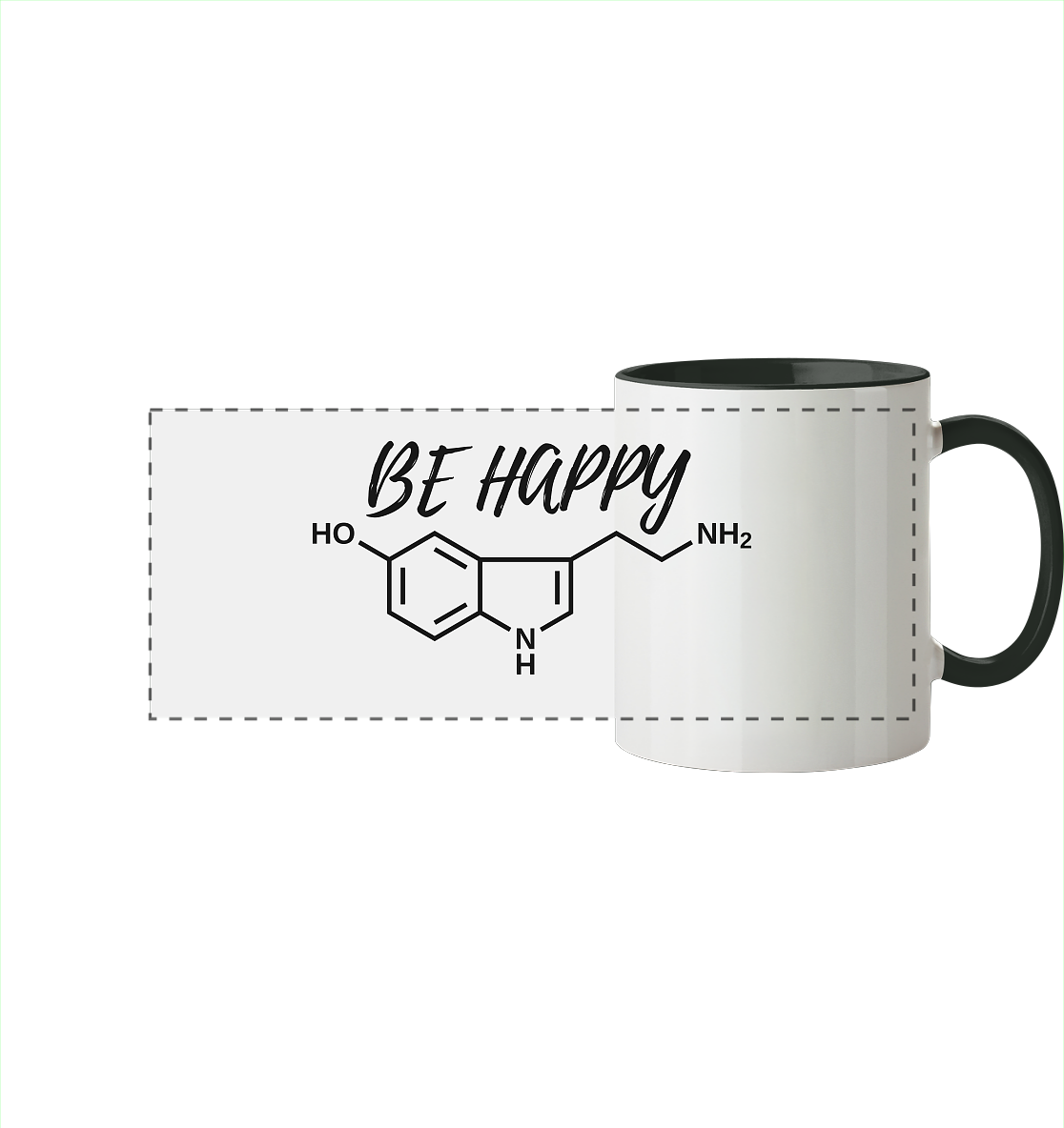 Be happy - Panorama Tasse zweifarbig