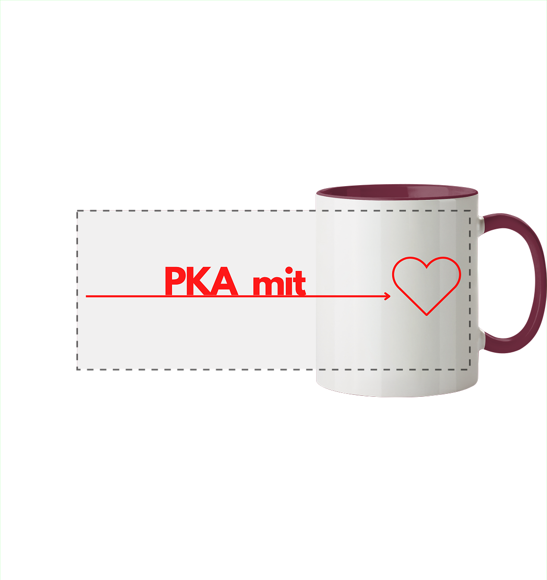 PKA mit Herz - Panorama Tasse zweifarbig