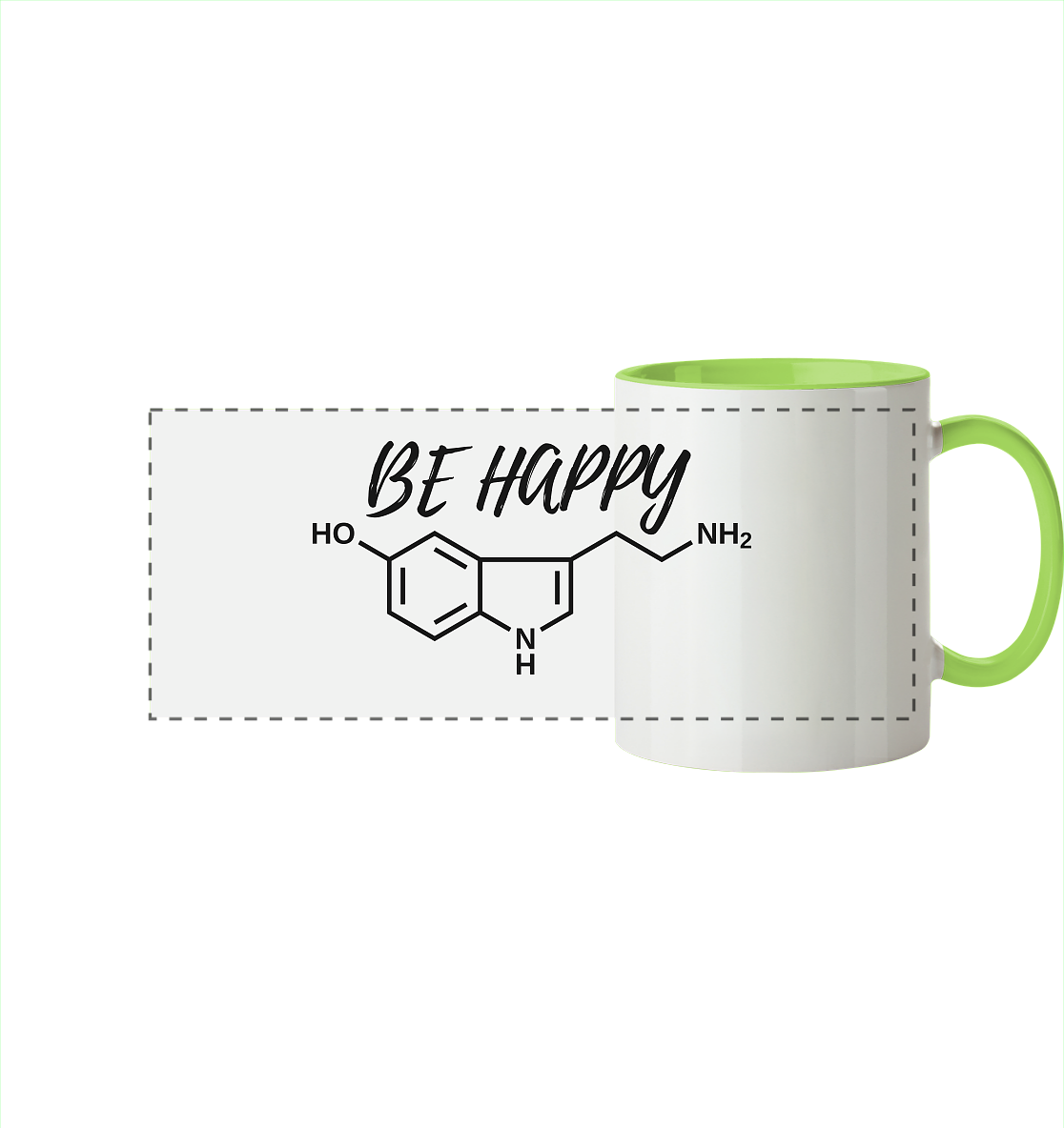 Be happy - Panorama Tasse zweifarbig