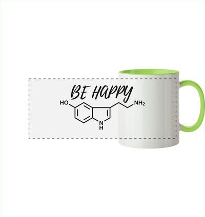 Be happy - Panorama Tasse zweifarbig